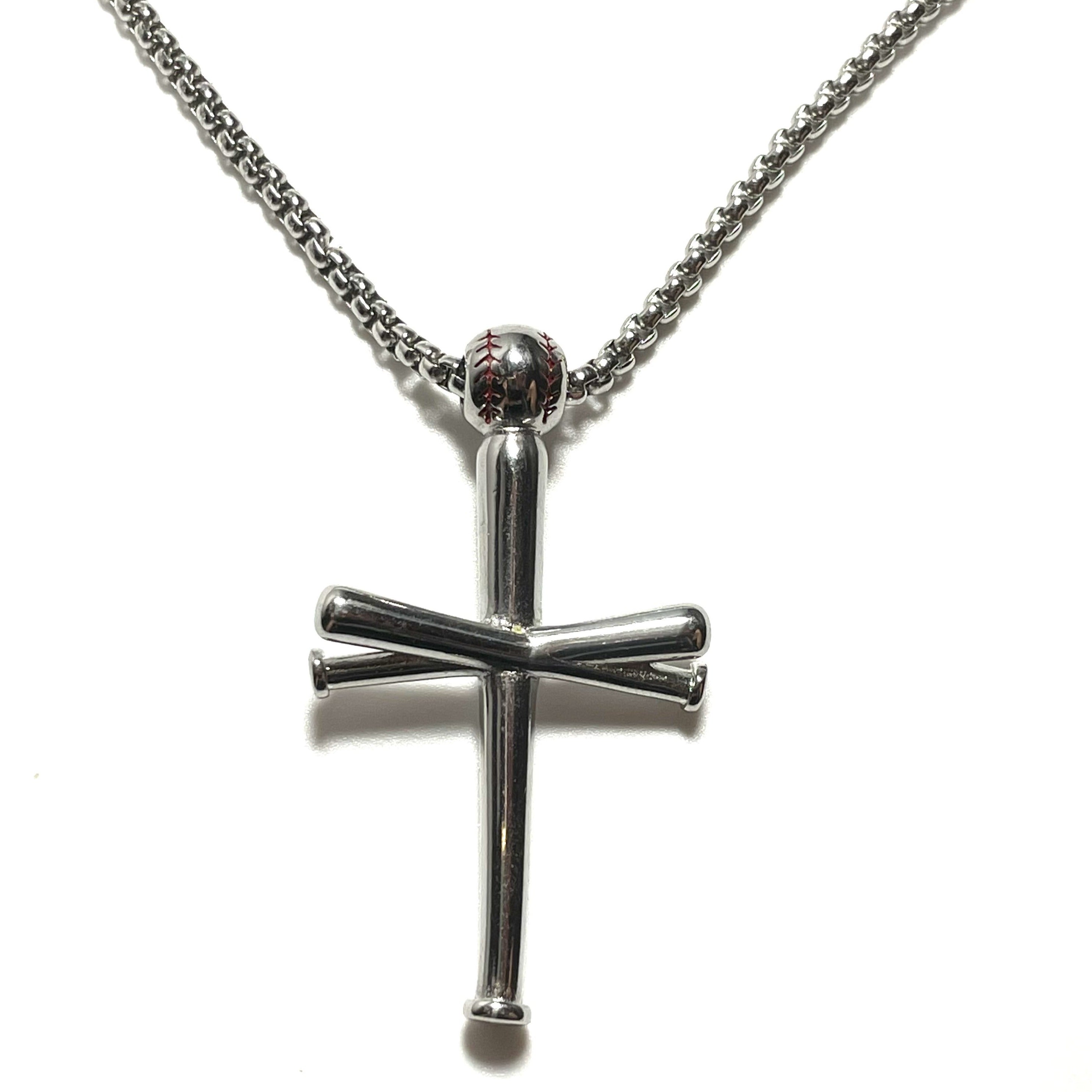 Baseball Cross Necklace W/ Ball #2